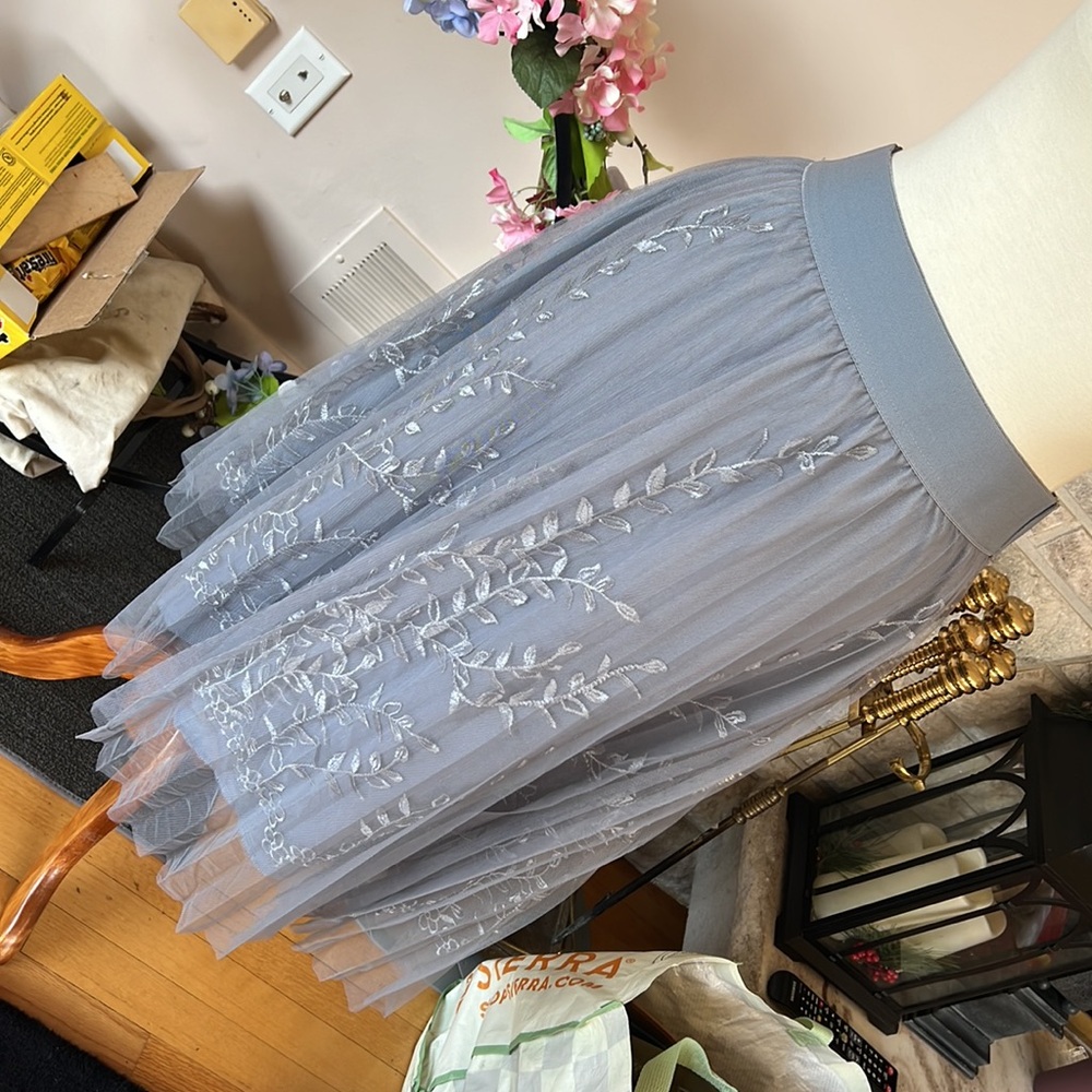 Blue Embroidered Skirt